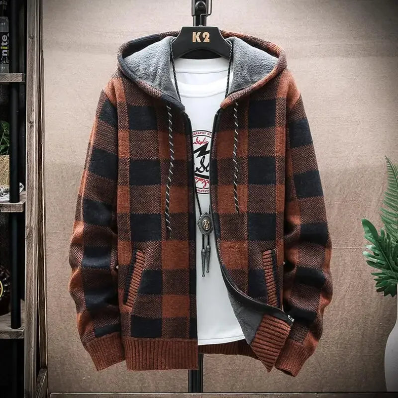 Men's casual LUXELY plaid jacket in cotton and wool, featuring a comfortable and breathable design.