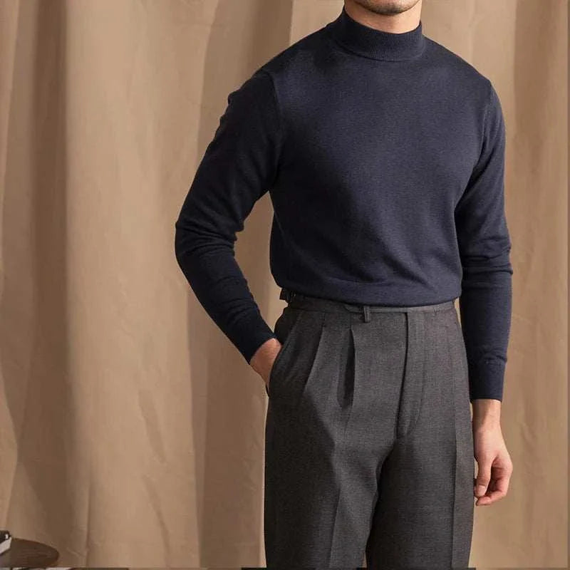 Antonios slim fit half-turtleneck sweater for men, wool blend, stylish and cozy.