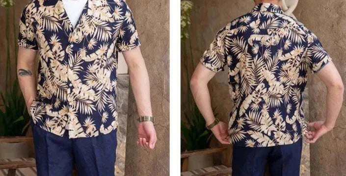 Vintage Hawaiian flower shirt for men with casual style and breathable polyester fabric, suitable for all seasons.