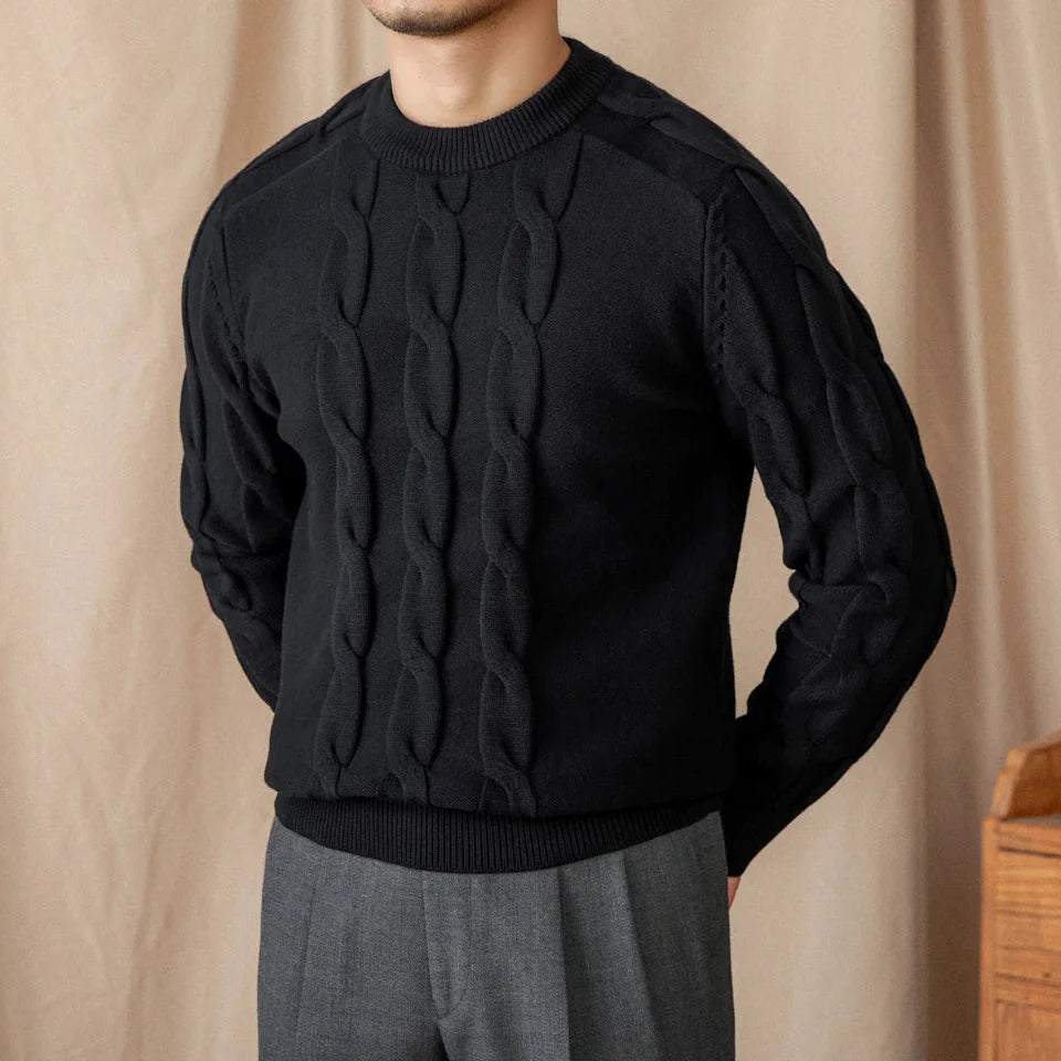 Round neck vintage sweater for men, cotton-wool blend, perfect for casual outings.