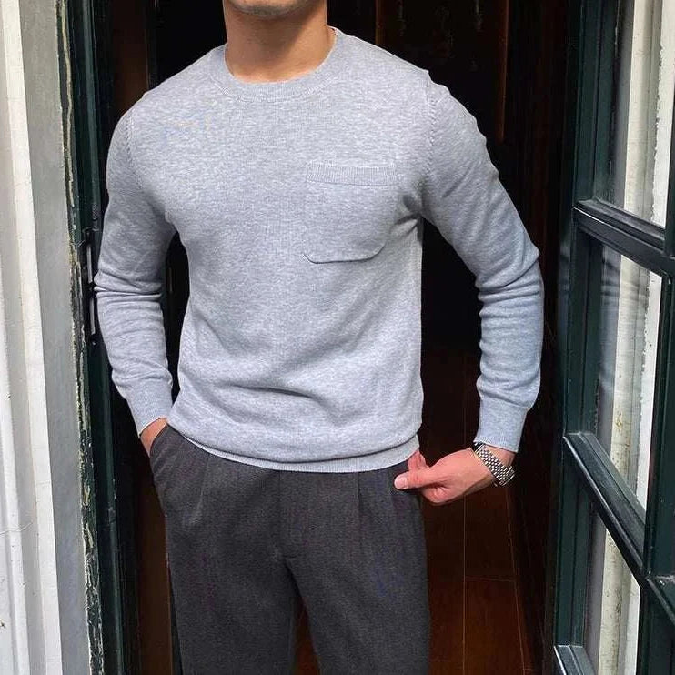 Antonios office premium sweater for men in gray, perfect for business settings.