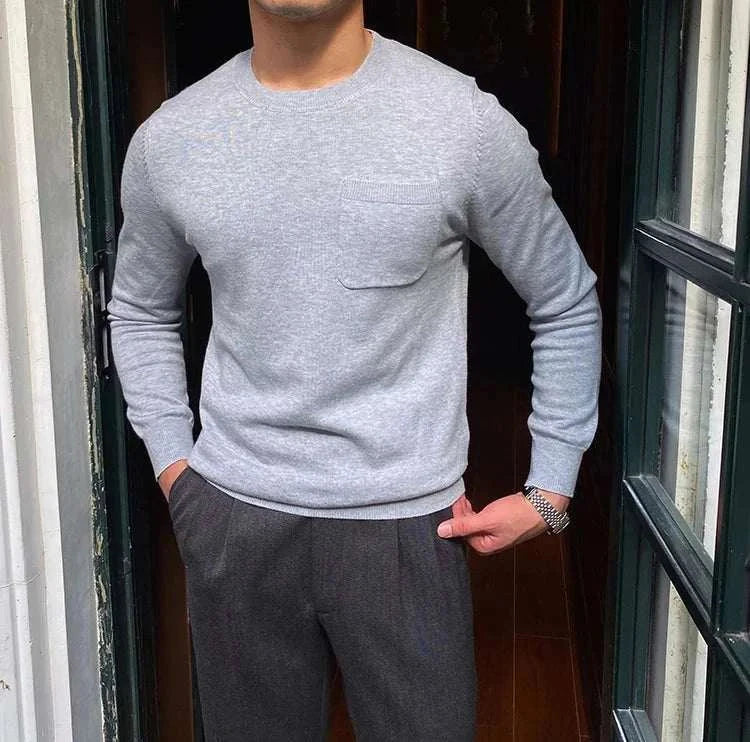 Antonios office premium sweater for men in gray, perfect for business settings.