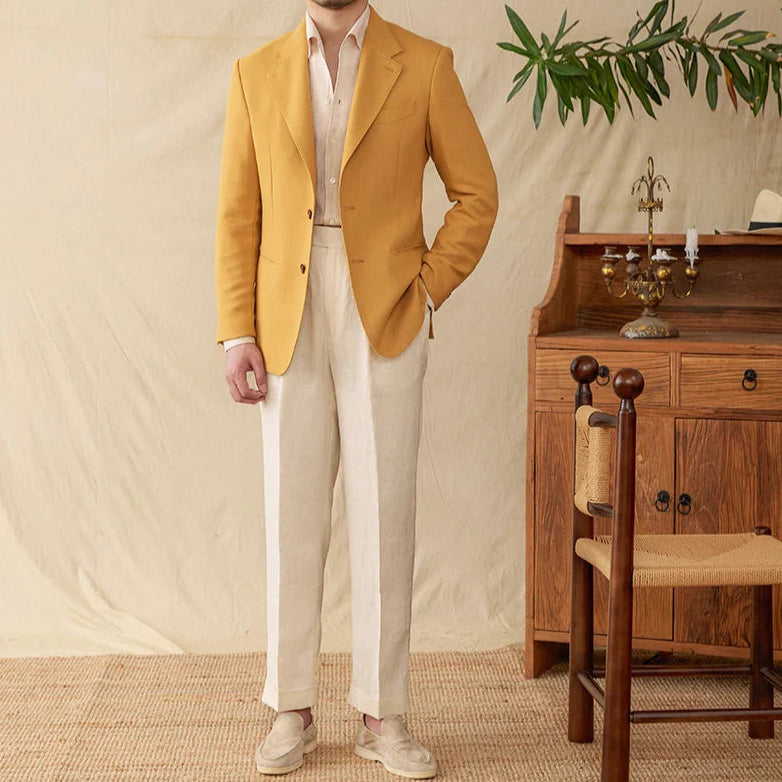 Business linen relaxation jacket for men in warm polyester, stylish winter wear.