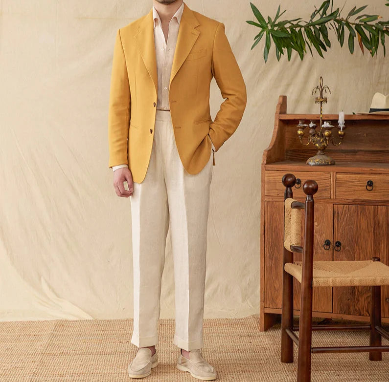 Business linen relaxation jacket for men in warm polyester, stylish winter wear.