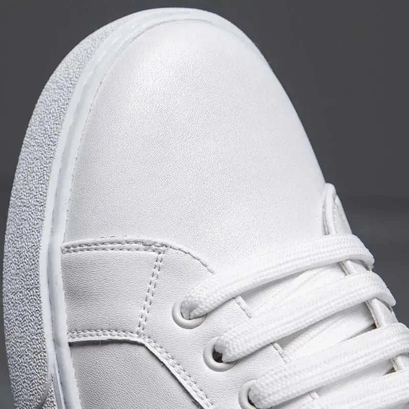 White LUXELY office leather shoes with breathable design for men.