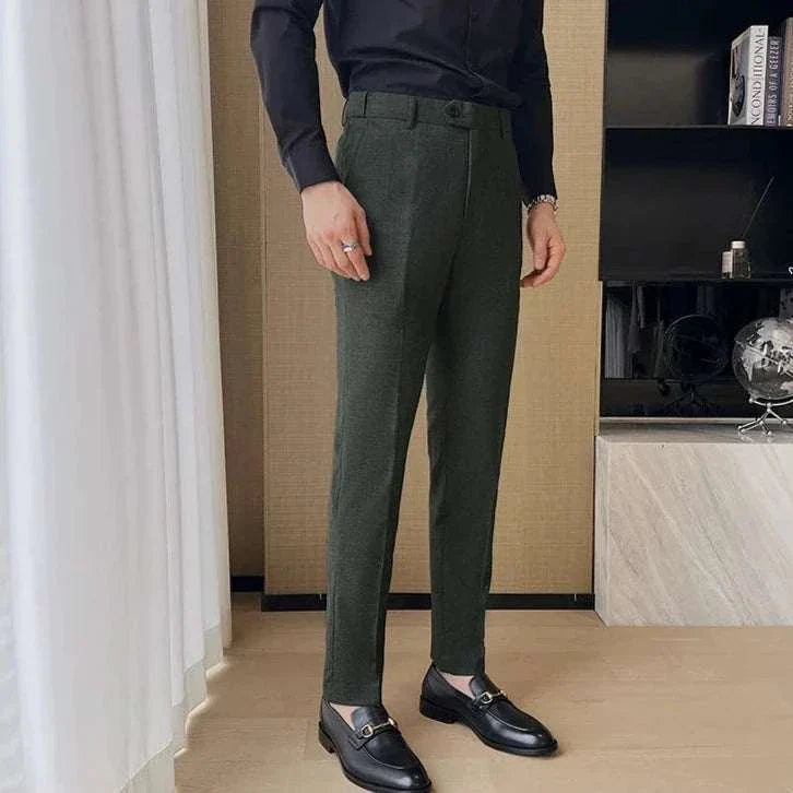 Groom wedding 3 piece suit with tailored trousers and stylish shoes.