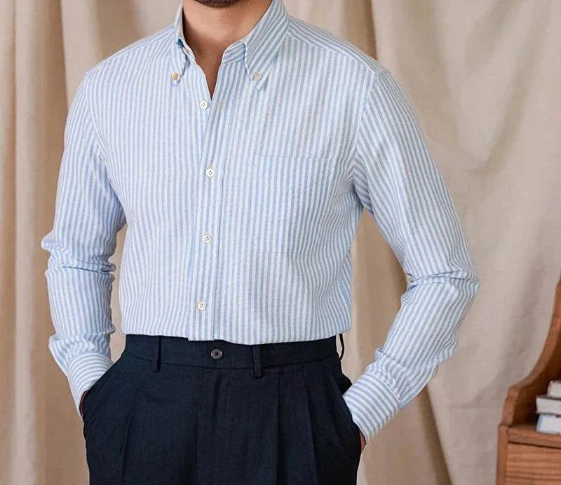 Oxford style casual cotton shirt for men, breathable and stylish design.