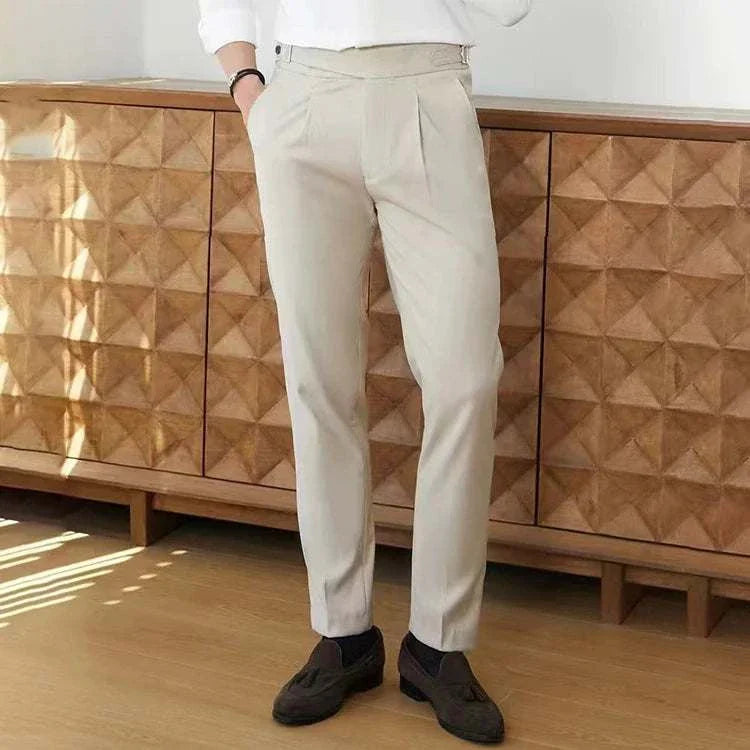 Elegant British suit pants in high-quality polyester for formal occasions.