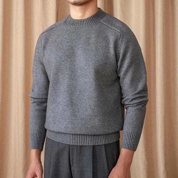 Japanese casual winter sweater, cotton wool blend, men's fashion.