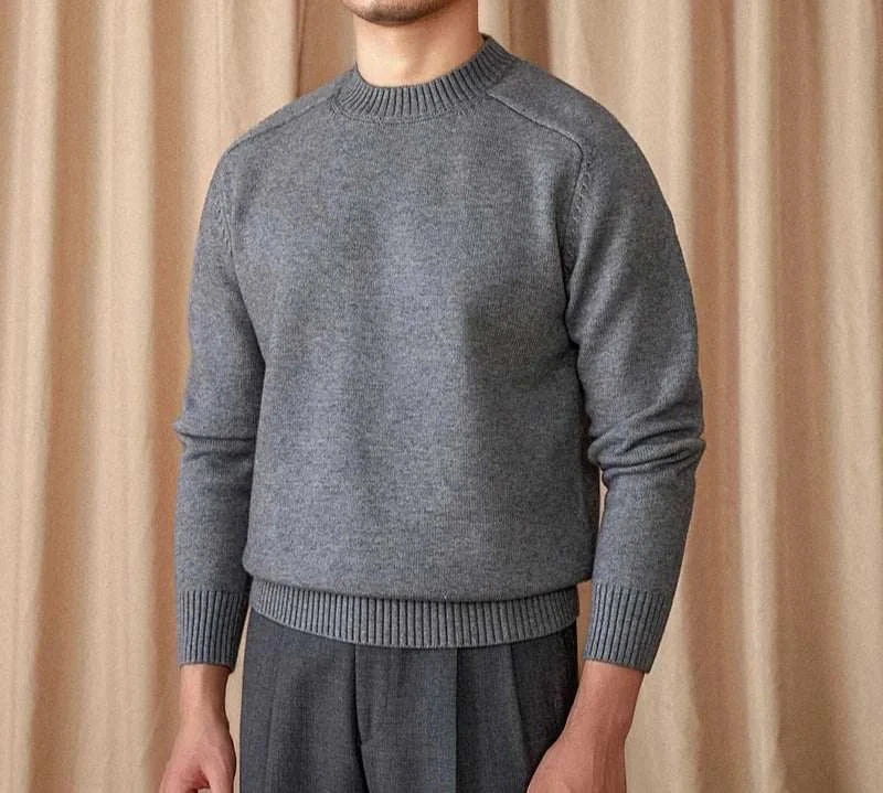 Japanese casual winter sweater, cotton wool blend, men's fashion.