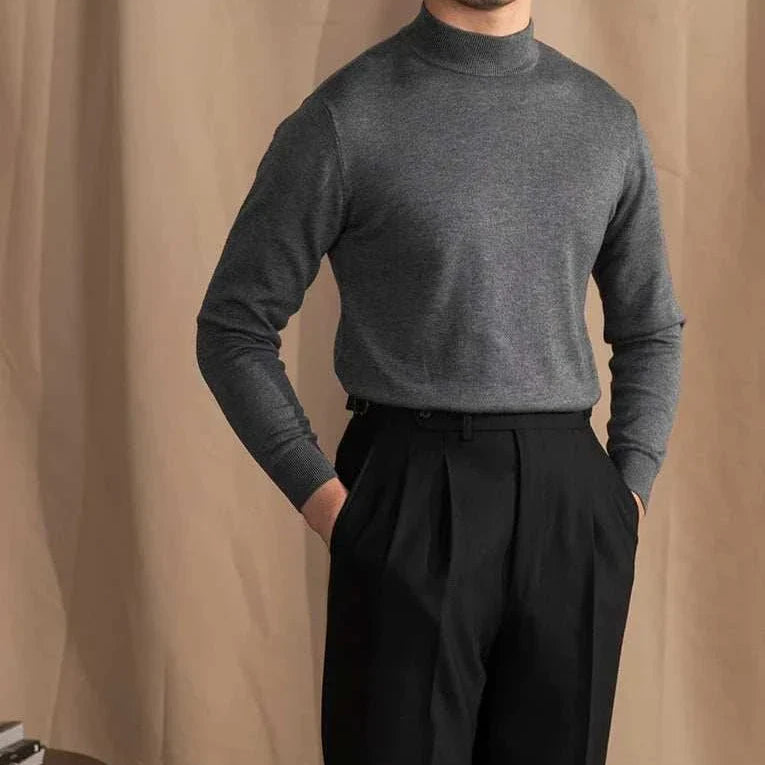 Antonios slim fit half-turtleneck sweater, cozy wool blend, stylish men's fashion.