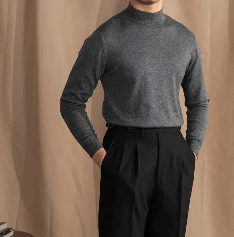 Antonios slim fit half-turtleneck sweater, cozy wool blend, stylish men's fashion.