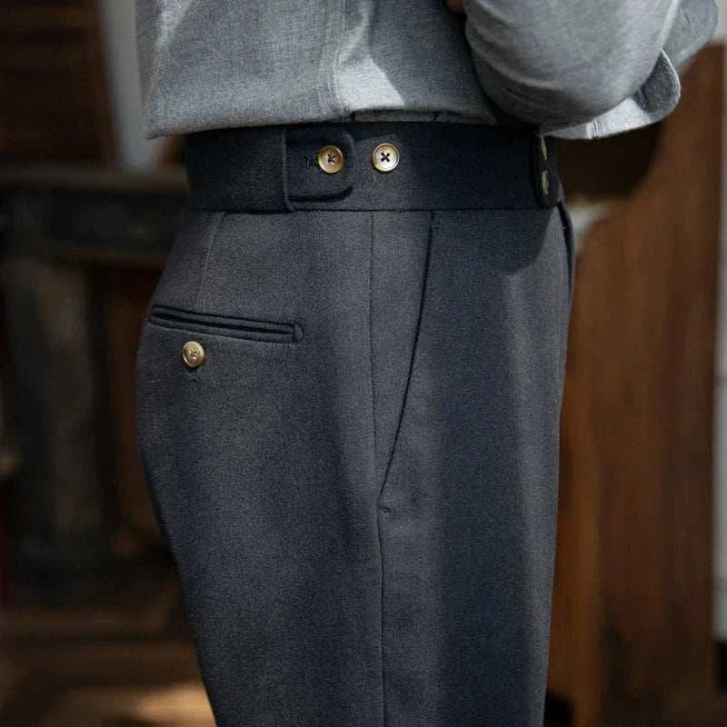 Autumn/Winter Retro Italian Trousers for Men - Polyester and Cotton Blend, Casual and Elegant Style.