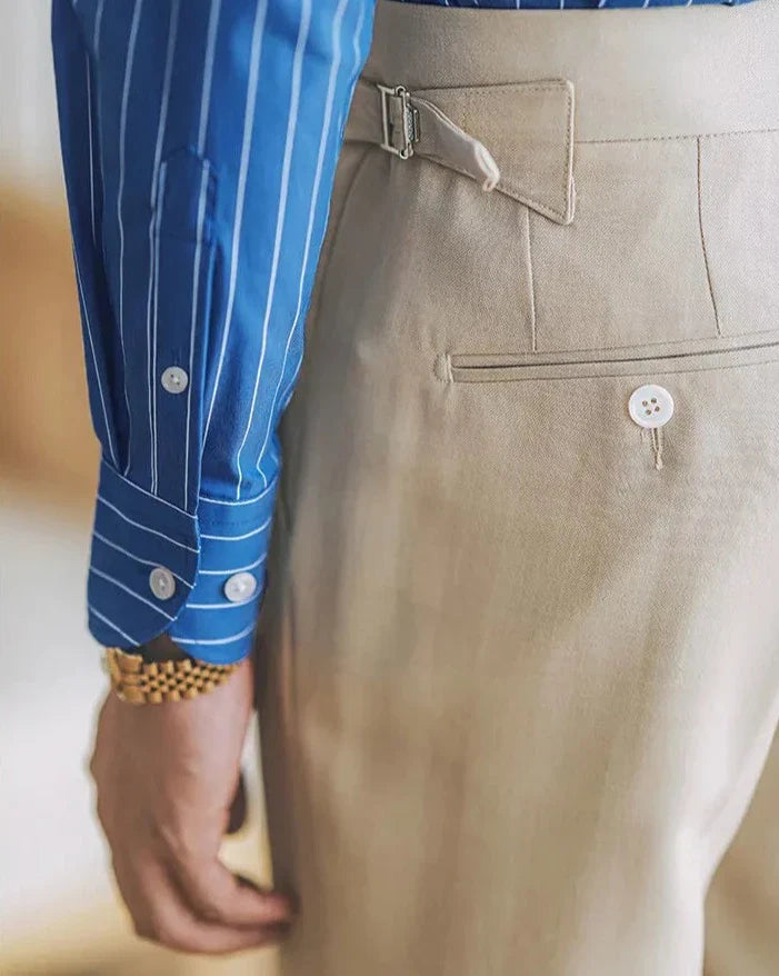 Gentleman premium shirt with blue stripe pattern, smart casual style, perfect for events.