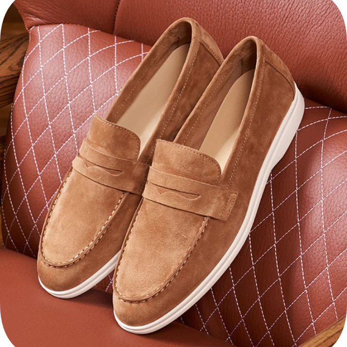 Genuine suede leather slip-on loafer