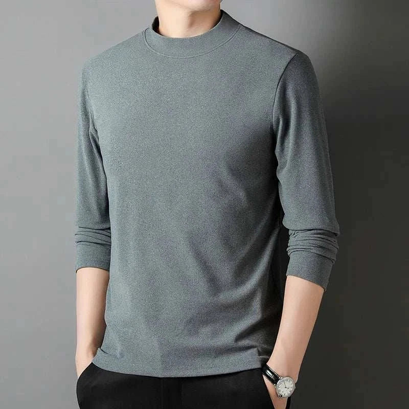 Classic turtleneck sweater in gray for men, elegant and casual style.