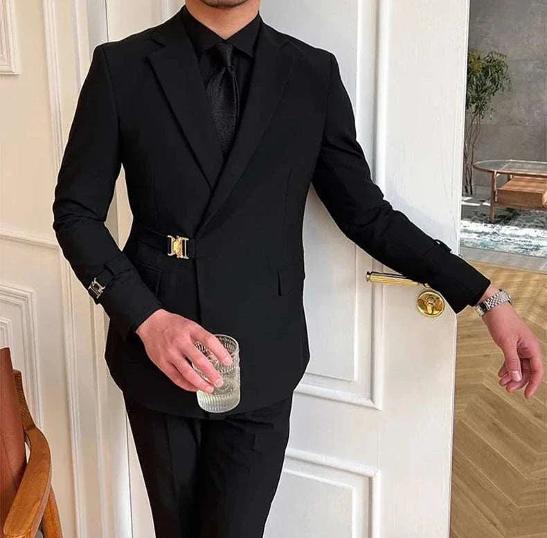 Elegant slim fit suit jacket in black, perfect for any occasion.