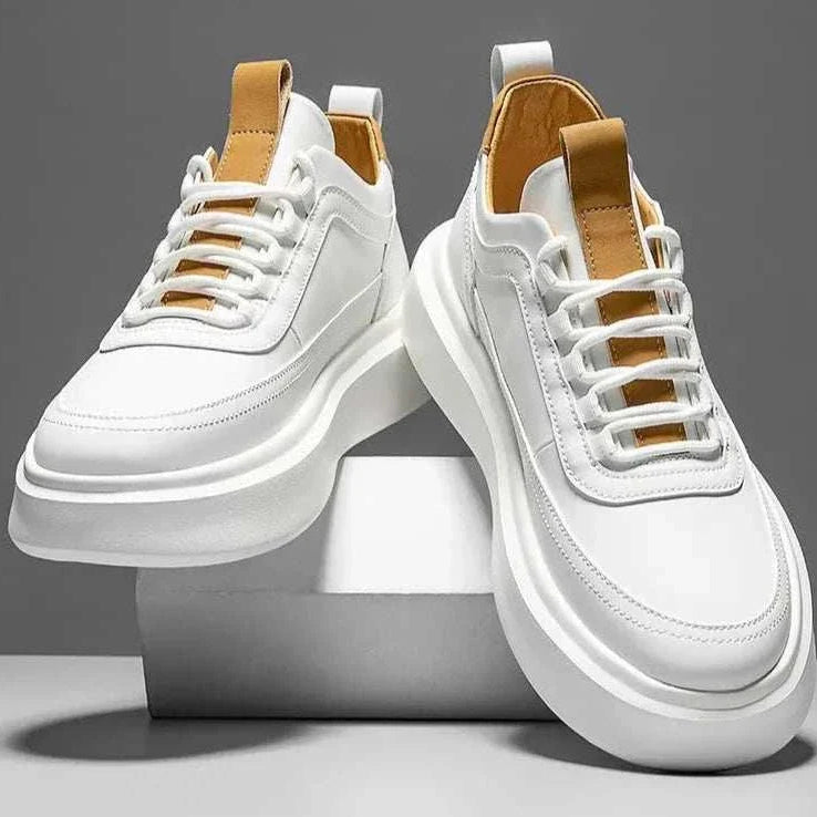Basket comfort sneakers in white with leather details, breathable and stylish for men, perfect for casual wear in spring and autumn.