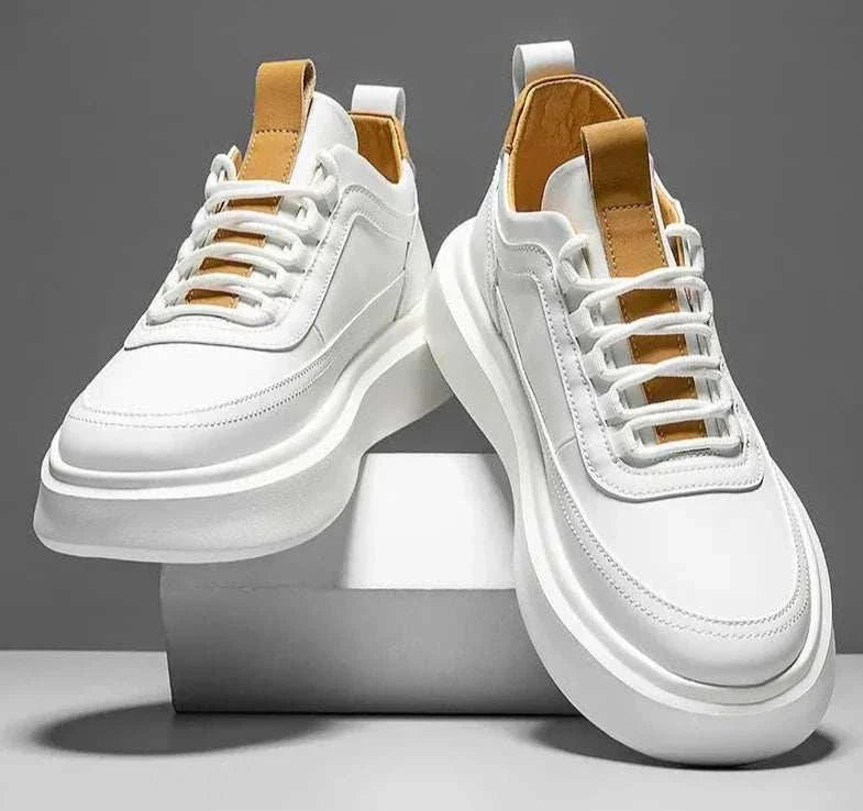 Basket comfort sneakers in white with leather details, breathable and stylish for men, perfect for casual wear in spring and autumn.