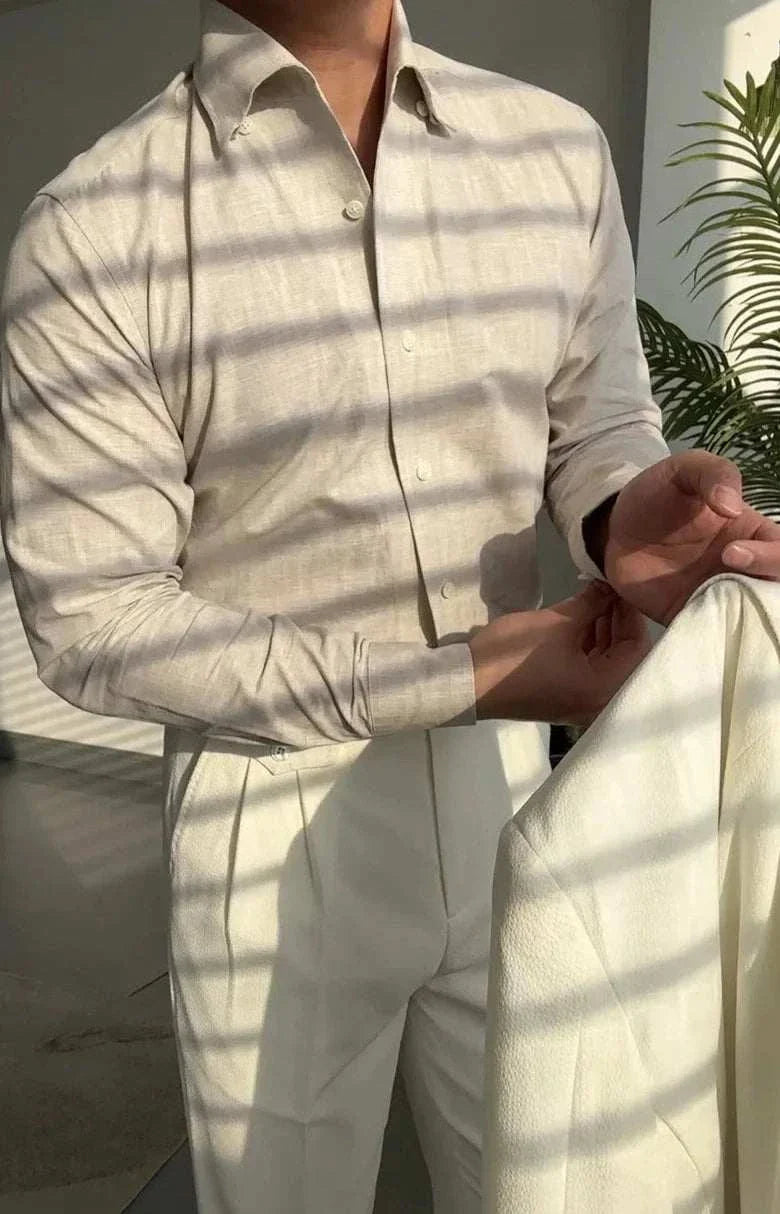 Office suit long sleeve shirt in light color, perfect for spring and summer.