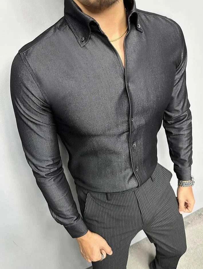 Office outfit suit long sleeve shirt for men, casual and elegant style.