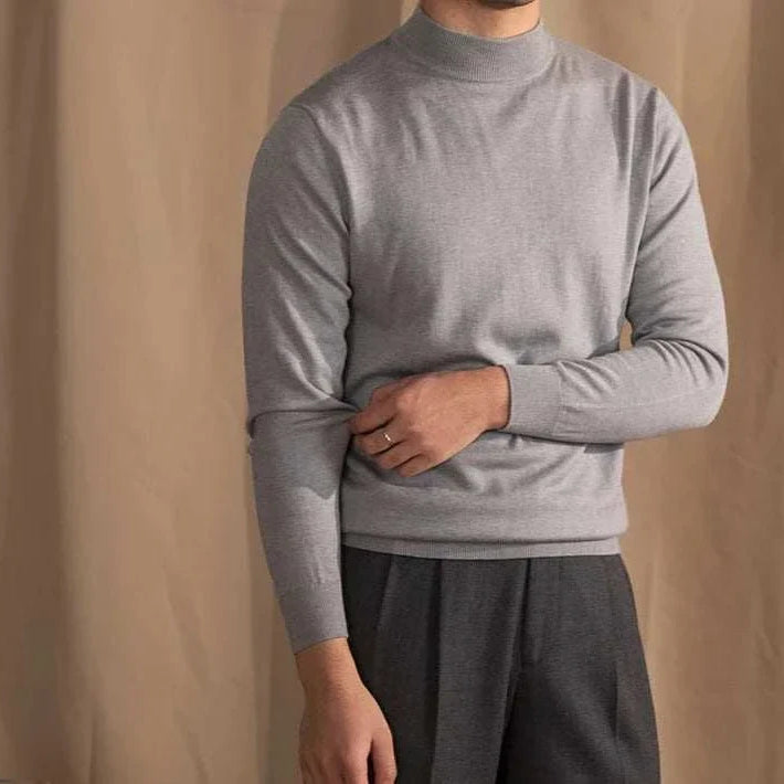 Antonios slim fit half-turtleneck sweater in grey, modern and cozy design.