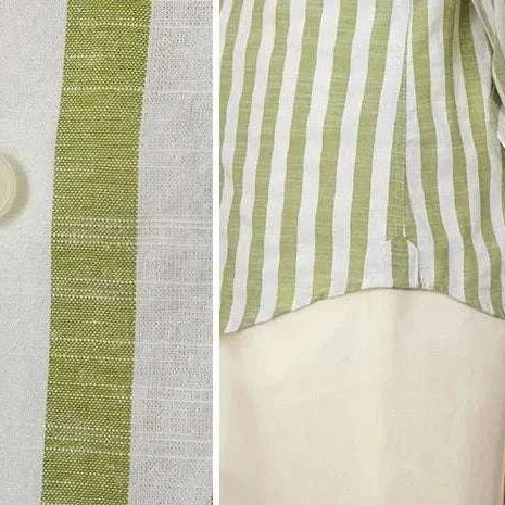 Business striped white summer shirt with elegant buttons and lightweight fabric.