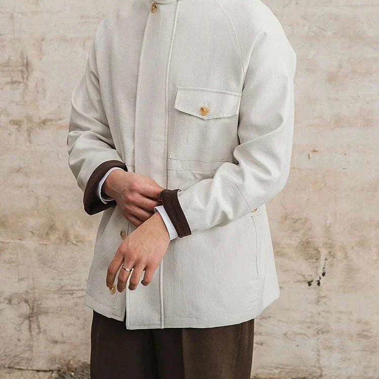 Italian smart casual jacket in high-quality cotton, vintage style for autumn and winter.