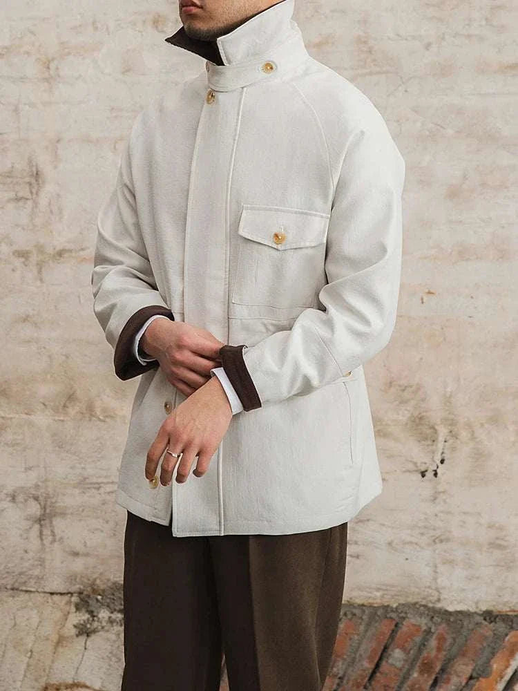 Italian smart casual jacket in high-quality cotton, vintage style for autumn and winter.