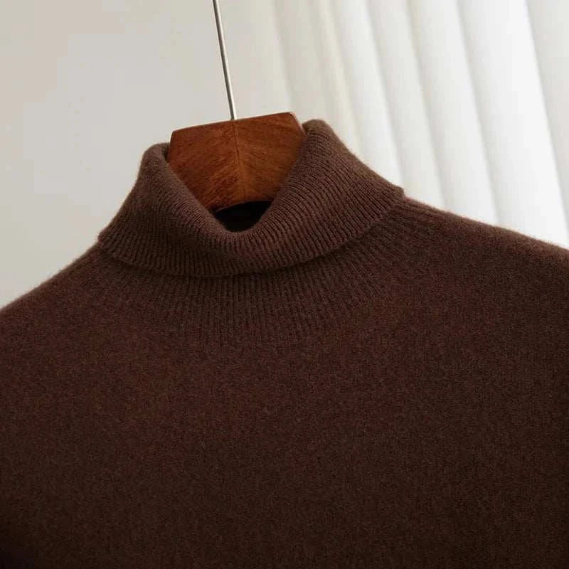 Men's business wool turtleneck sweater, stylish and warm, ideal for autumn and winter.