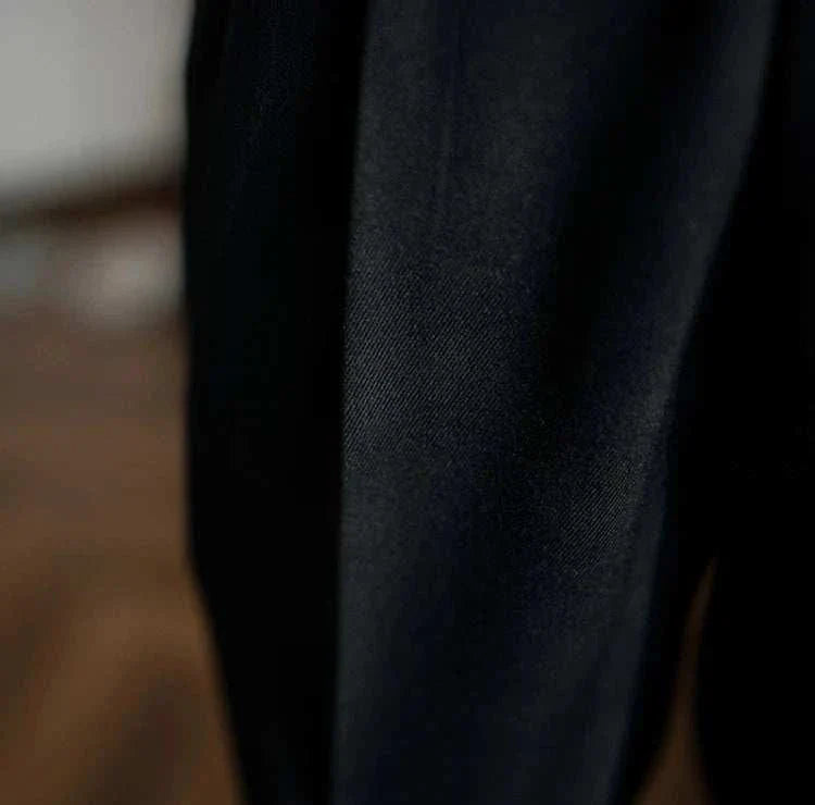 Parisian waist straight trousers in solid black, casual elegant style.