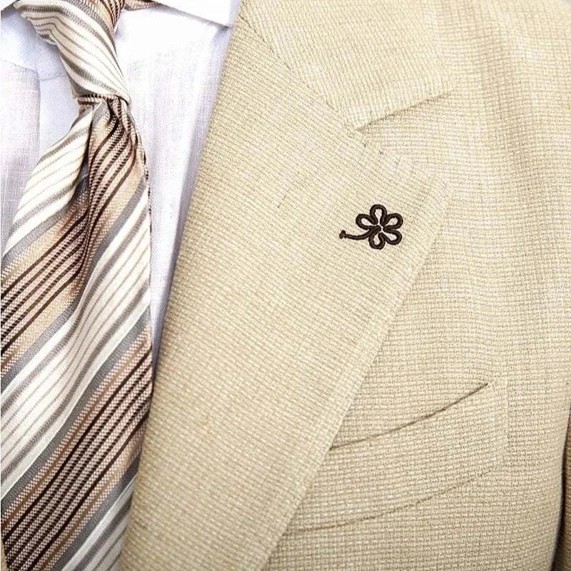 Slim fit cotton-linen blend jacket with elegant details and stylish design.