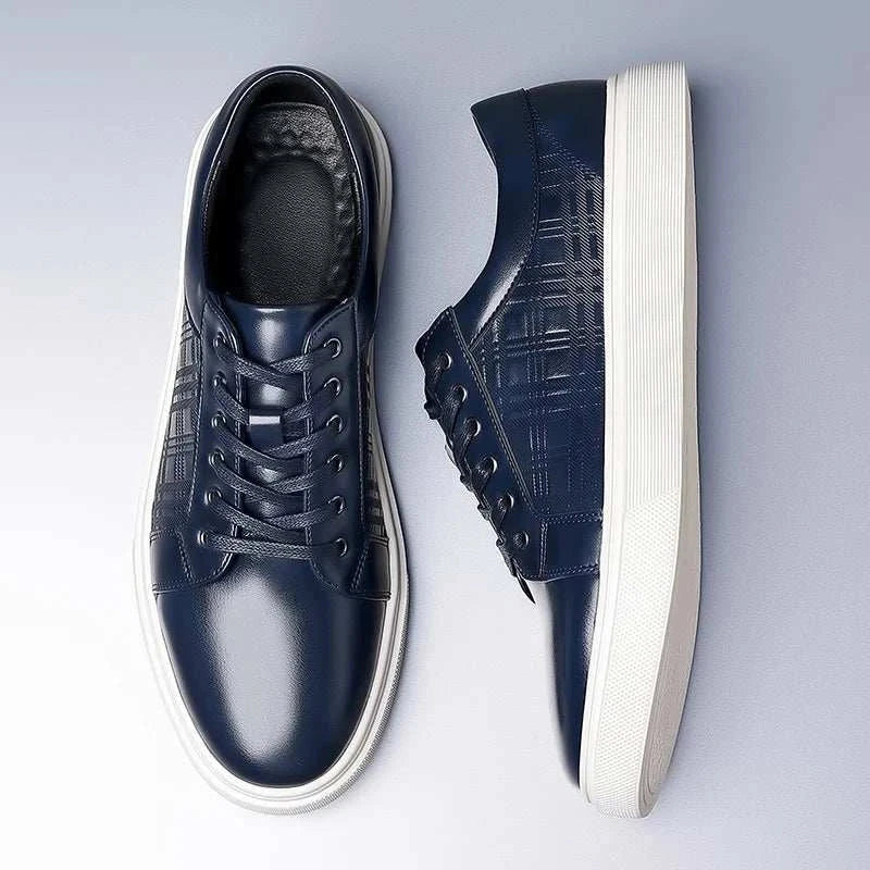 Intense blue casual shoes with modern design and white soles.
