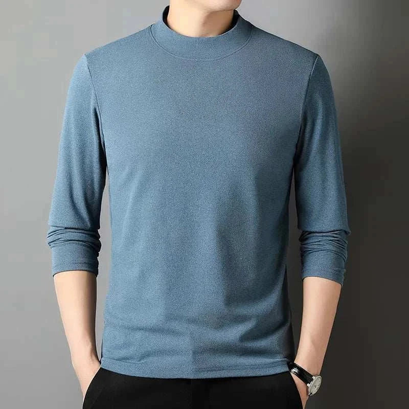 Classic blue turtleneck sweater for men, stylish and comfortable.