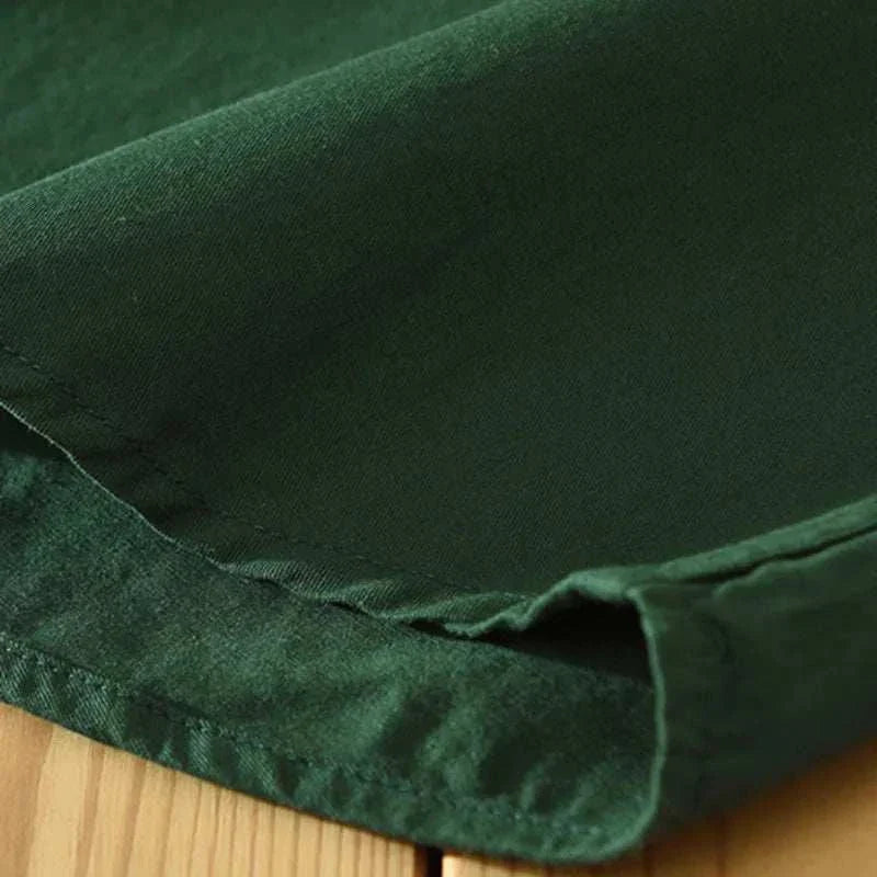 Japanese loose short sleeve summer shirt in green cotton fabric.