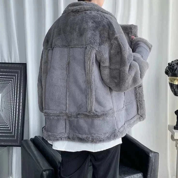 DEER winter jacket, men's casual polyester jacket in gray, comfortable and breathable.