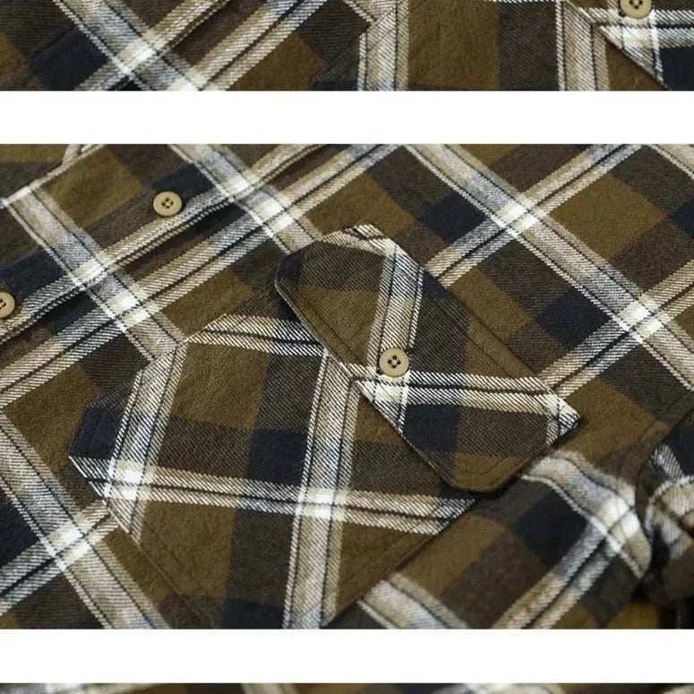 RETRO summer plaid shirt for men, casual and elegant style, spring/summer cotton material, breathable comfort.