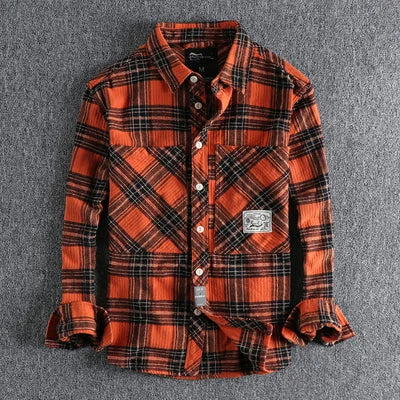 Japanese plaid pattern autumn shirt
