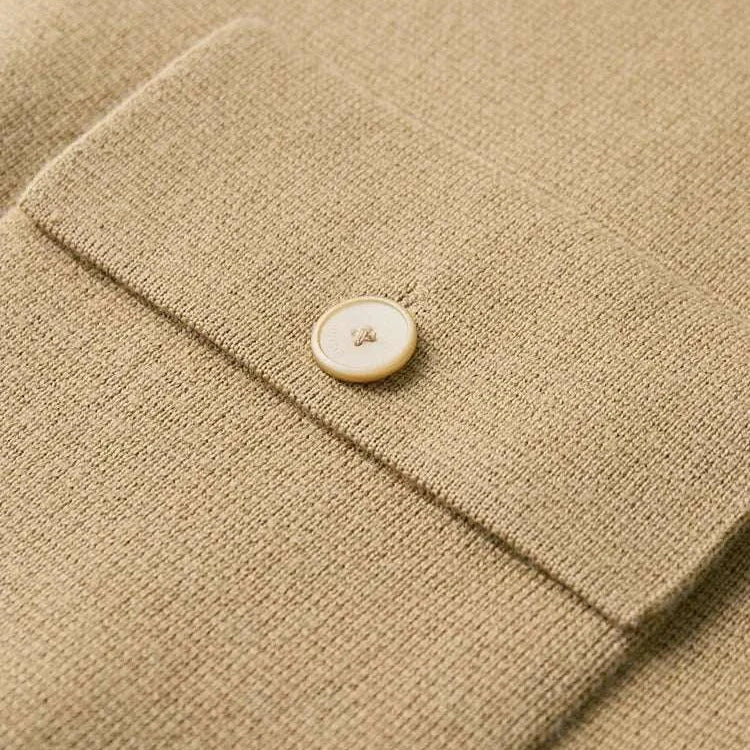 Antonios wool polo collar cardigan button detail.