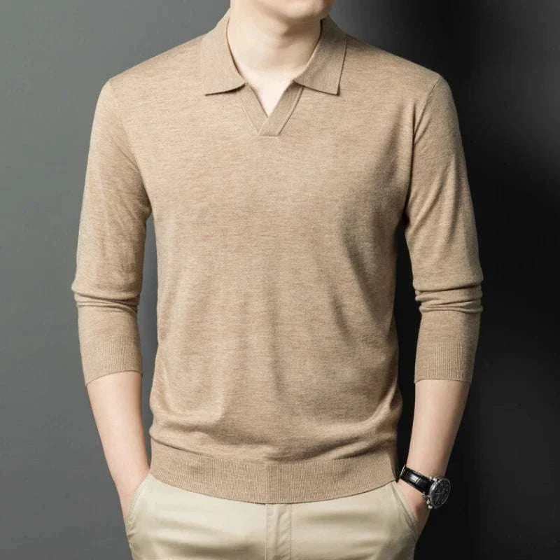 Antonios business polo premium sweater, men's luxury wool-viscose blend, professional workwear.