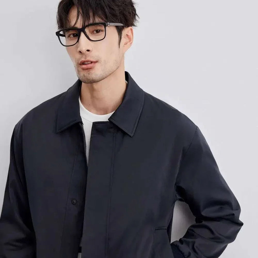 Korean bomber winter jacket for men, cotton and polyester blend, stylish and cozy.