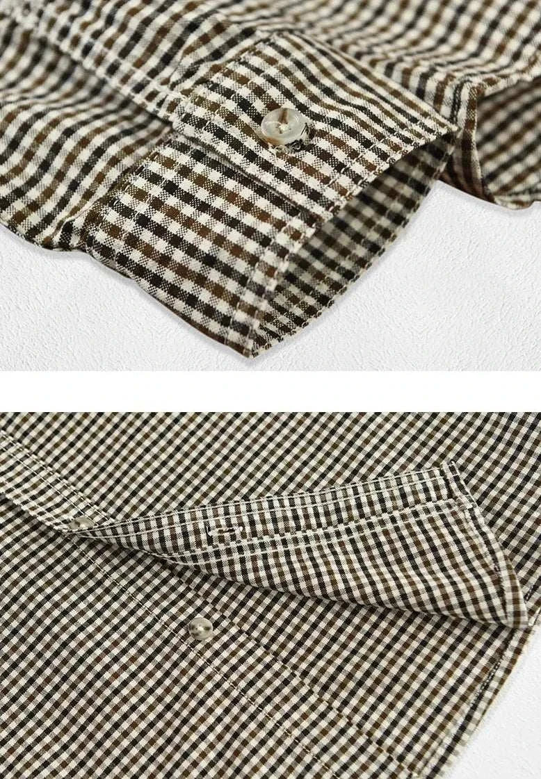 Antonios plaid summer shirt with buttoned sleeve and checkered pattern, ideal for spring and summer.
