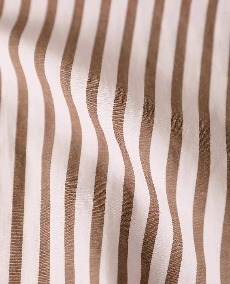 Cotton striped Italian office shirt fabric close-up.