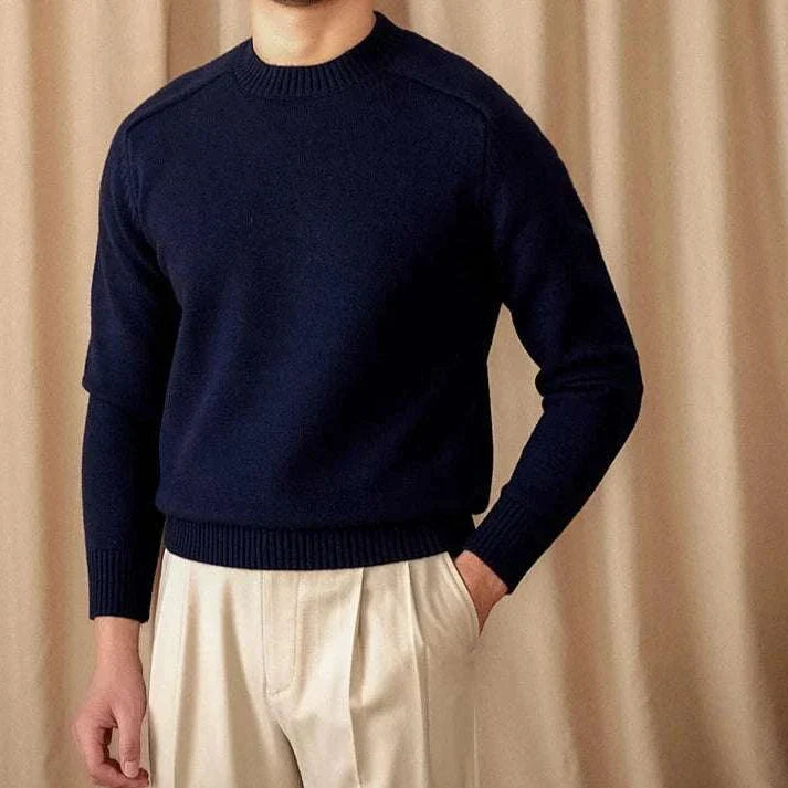 Japanese casual winter sweater for men made from cotton and wool blend, perfect for warmth and style.
