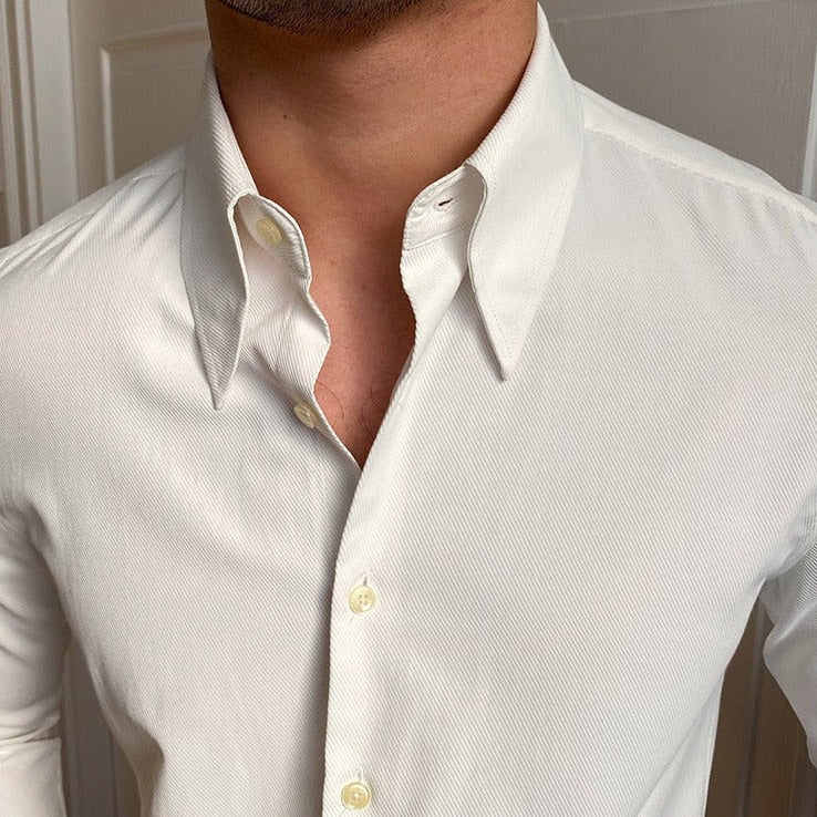 Long sleeve Antonios Wedding Shirt made of premium cotton, perfect for smart casual attire.