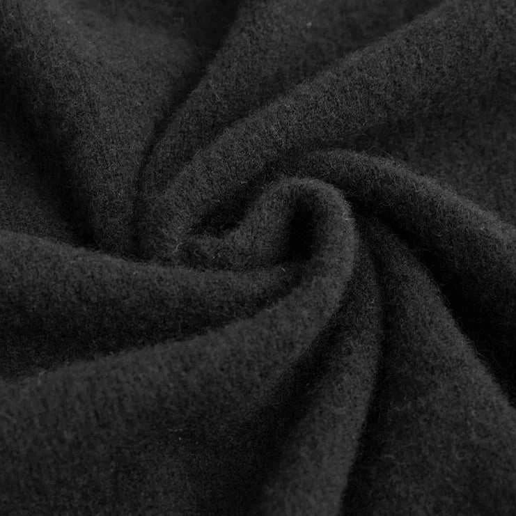 Black wool fabric texture for business wool turtleneck sweater.