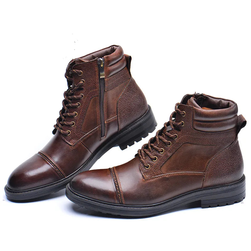 Premium ANT high boots in brown cow leather, versatile for casual and semi-formal outfits.