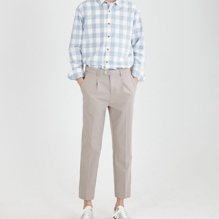 Maurice Plaid Shirt, men's casual cotton linen blend, stylish comfortable fit.