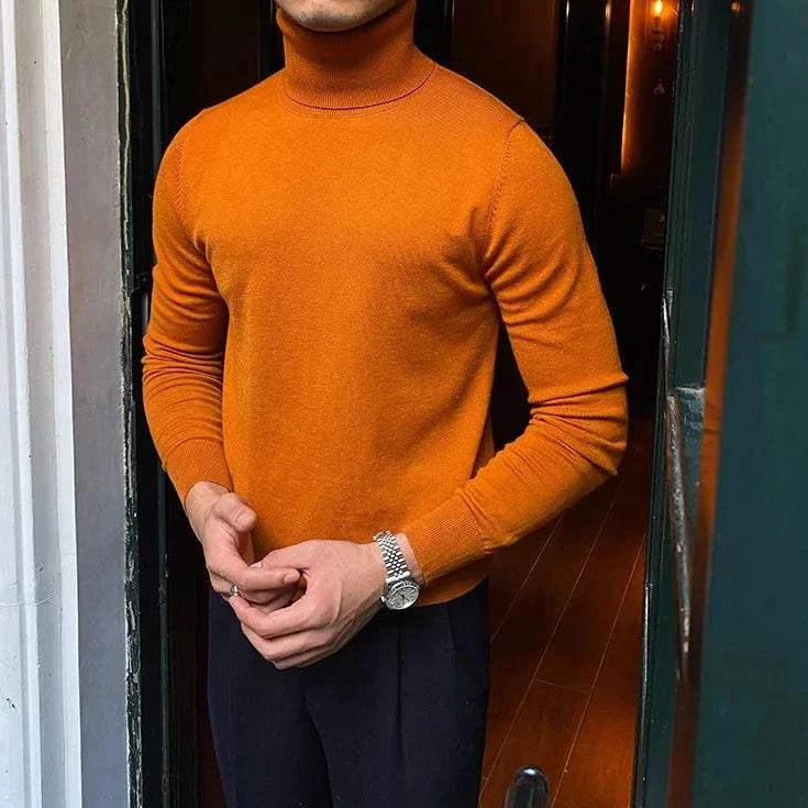 Orange Antonios business turtleneck sweater for men, perfect for office and meetings.