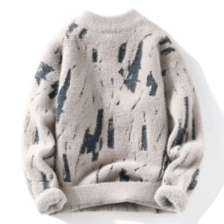 Harakiri sweater with premium material, beige and black pattern, men's casual/elegant style.